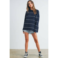 The Sunday Stroll Contrast Stripe Oversized Sweater