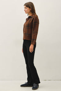Checked Out Sweater Jacket: Brown