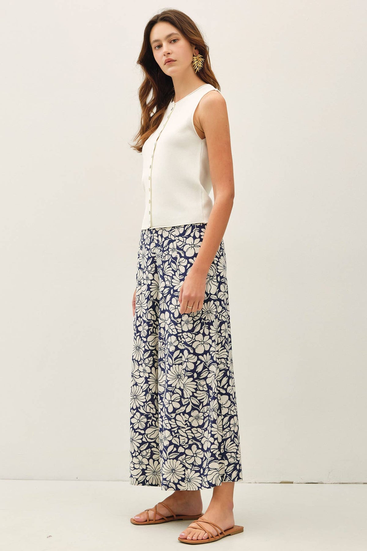 The Kaia Button Front Vest Top – Cropped Sleeveless Lightweight Viscose Blend