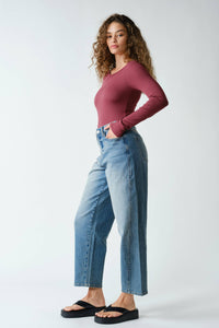 Barely There Boat Neck Micro-Ribbed Top
