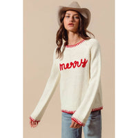 Making Spirits Bright Merry Sweater: Ivory/ Red