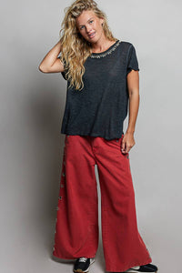 Everyday Lightweight Relaxed Fit Hand-Stitched Knit Top: Black / L