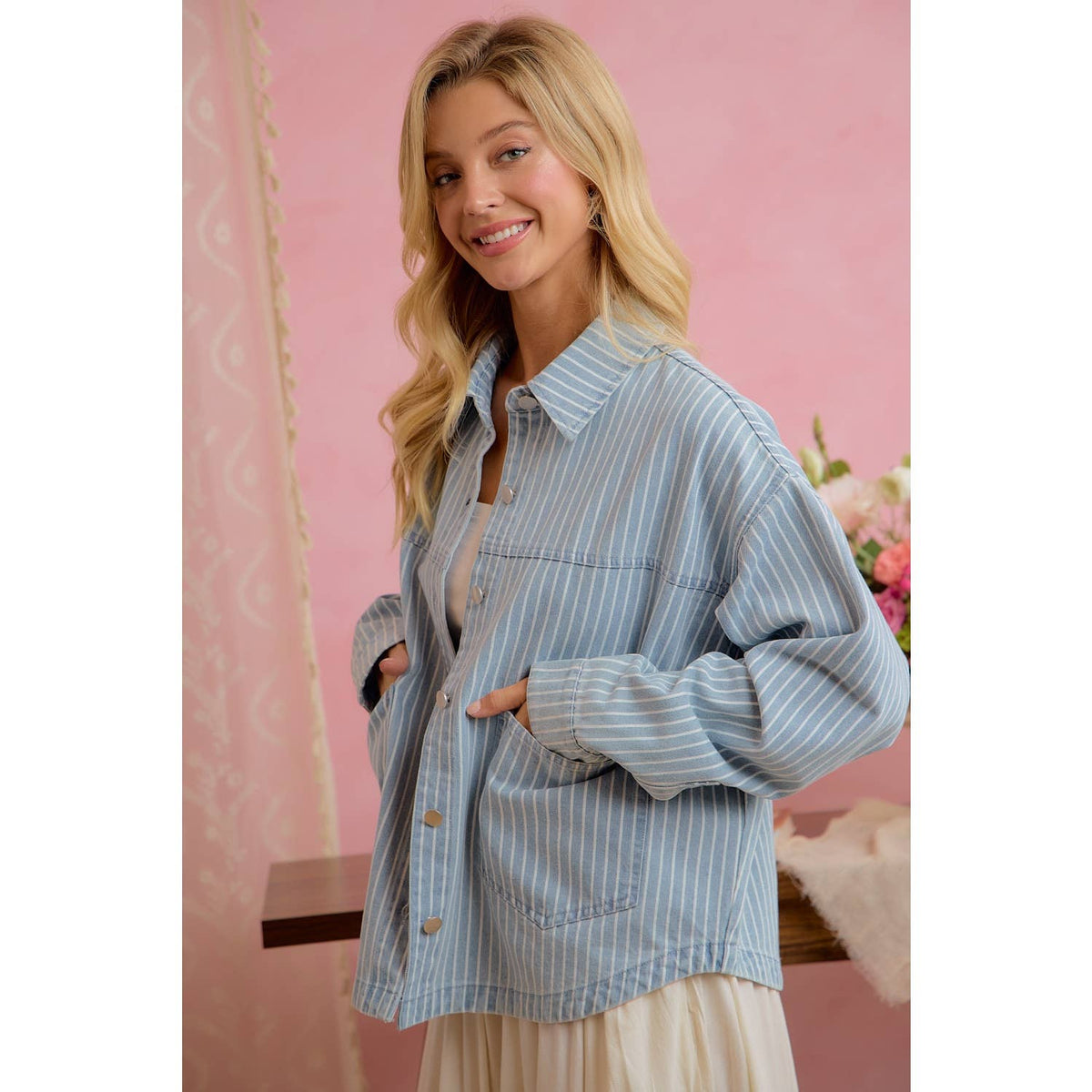 Blue Skies Ahead Striped Shacket