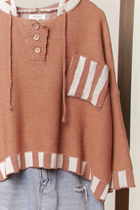 The Avery Stripe Hoodie Sweater: Clay