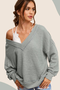 Maddie Loose Fit Waffle Knit Long Sleeve Top