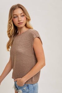 Calista Open Knit Short Sleeve Top