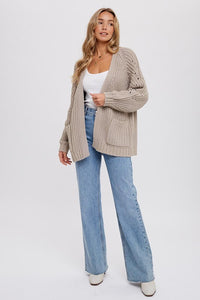 Abbie Chunky Pointelle Open Front Cardigan