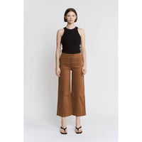 Mica Denim "Camden" High Rise Wide Crop Jeans – Camel Brown