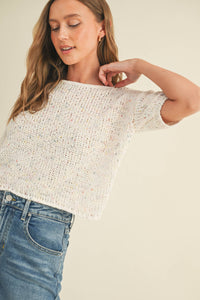 The Harper Confetti Sweater: Cream