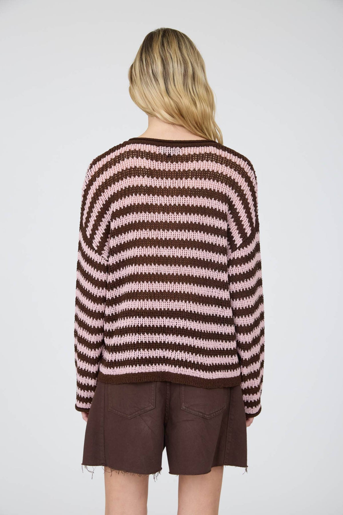 Autumn Social Stripe Sheer Knit Sweater