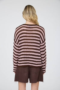 Autumn Social Stripe Sheer Knit Sweater