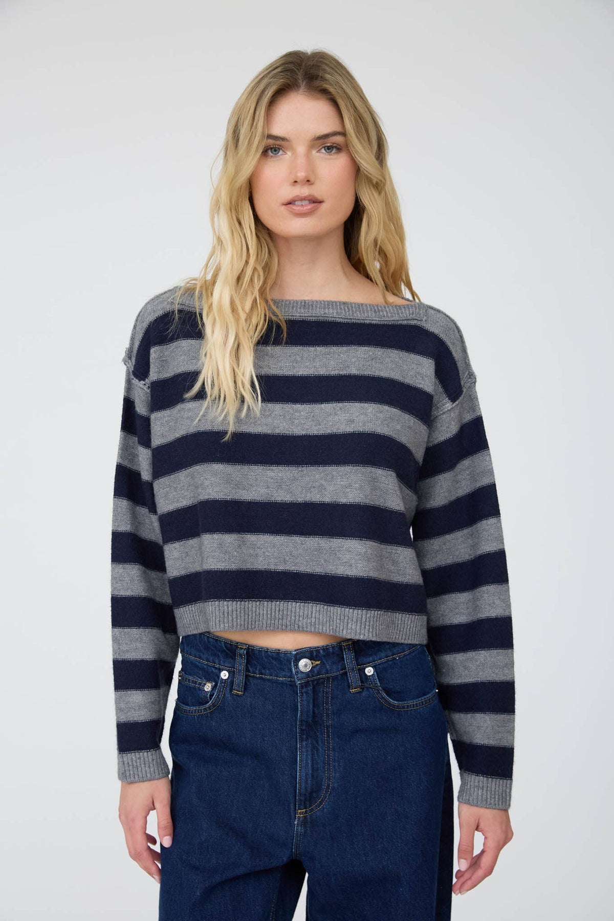 The Weekend Stripe Sweater: Charcoal/Navy
