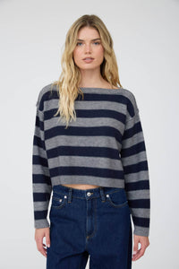The Weekend Stripe Sweater: Charcoal/Navy