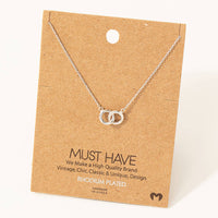 Dainty Dual Circle Link Pendant Necklace – Minimalist Necklace Gold or Rose Gold