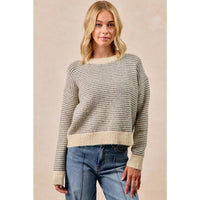 The Fireside Stripe Sweater: Charcoal