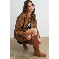 Copper Canyon Faux Leather Jacket: Camel