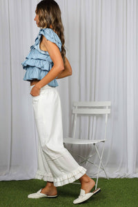 Savannah Chambray Ruffle Top