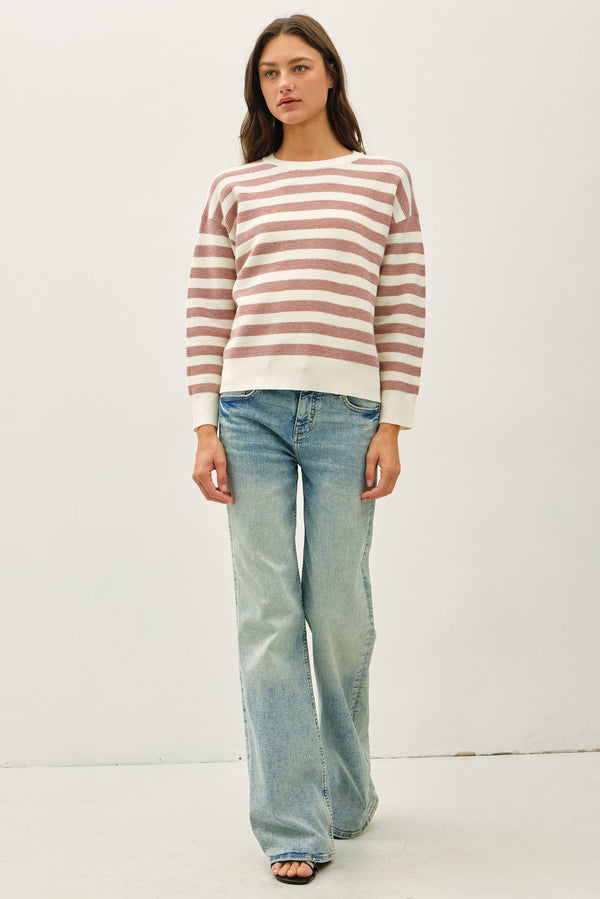 The Collins Waffle Knit Sweater: Mauve