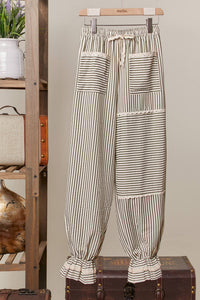 The Countryside Stripe Lace Jogger Pants: Olive stripe