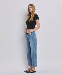 Vervet By FLying Monkey "Katie"  Barrel Leg Jeans – Cropped Seam Detail Denim