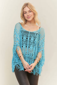 FRINGE HEM CROCHET TOP - CESW3015: Natural / ONESIZE(6)
