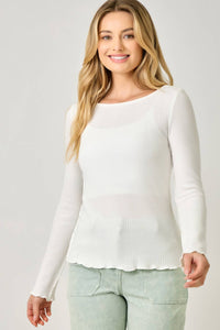 61364 Washed Thermal Essential Top: Green Apple / Small