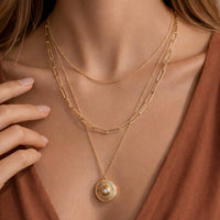 18K Gold Plated Stainless Steel Layered Coin Necklace