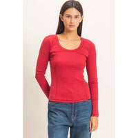 Main Character Scoop Neck Top: Red