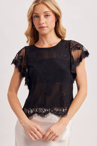 Midnight Romance Lace Top: Black