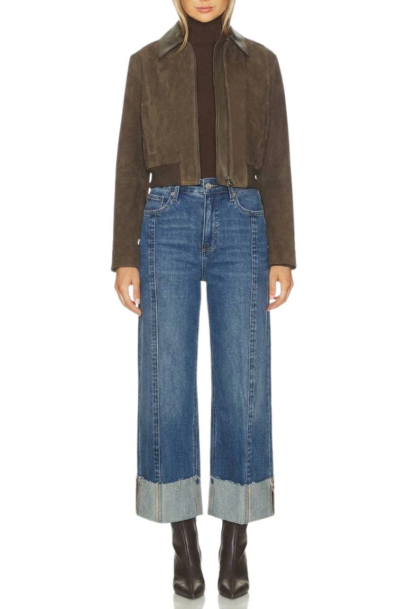 The Sutton Convertible Cuff Jeans: Dark Wash