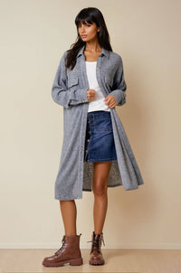 Hallie Duster Knit Shacket: Grey