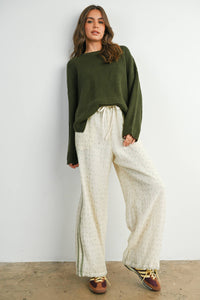 Everyday Essential Waffle Knit Sweater: Olive