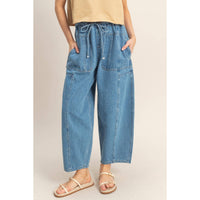 Wide Pants With Oversize Pockets: L.BLUE / S-M-L(2-2-2)