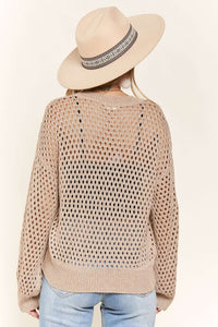 Goldie Fishnet Sweater- Taupe
