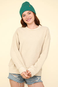 Caroline Oversized Soft Textured Knit Top: Cream