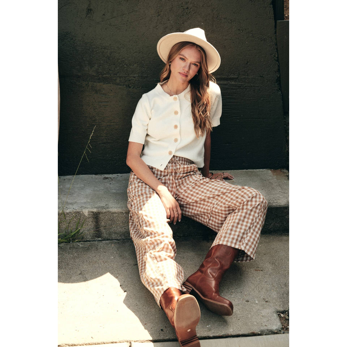 Picnic Days Gingham Barrel Pants