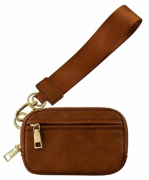 Clara Belle Zip Wallet with ID Window – Vegan Leather Wristlet, Multiple Colors