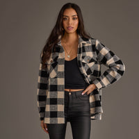 Black & Cream Plaid Jacket