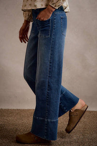 Blue Ridge Mid Rise  Pintuck Flare Jeans: Dark Wash
