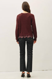 Soft Focus Lace Sweater: Chocolate