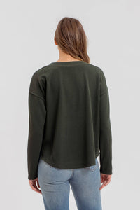 The Haisley Henley Knit Top – Half Button Down Relaxed Fit Pullover