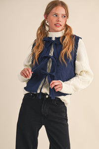 Tie It Together Quilted Vest: Navy