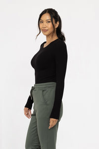 Mono B Basic Seamless Ribbed Long Sleeve Top