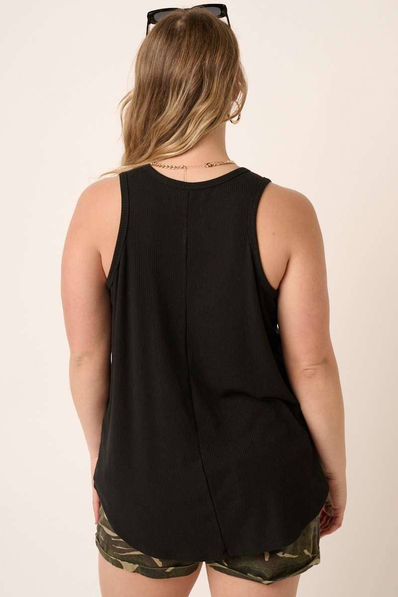 The Rylie Plus Ribbed Tank – Curved Hem Sleeveless Knit (XL-2X)