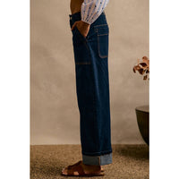 The Main Event Wide  Barrel High Rise Jeans: Dark Wash