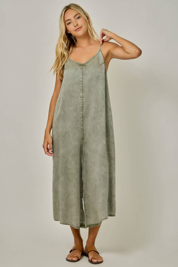 The Olive Grove Tencel Jumpsuit: Washed Olive