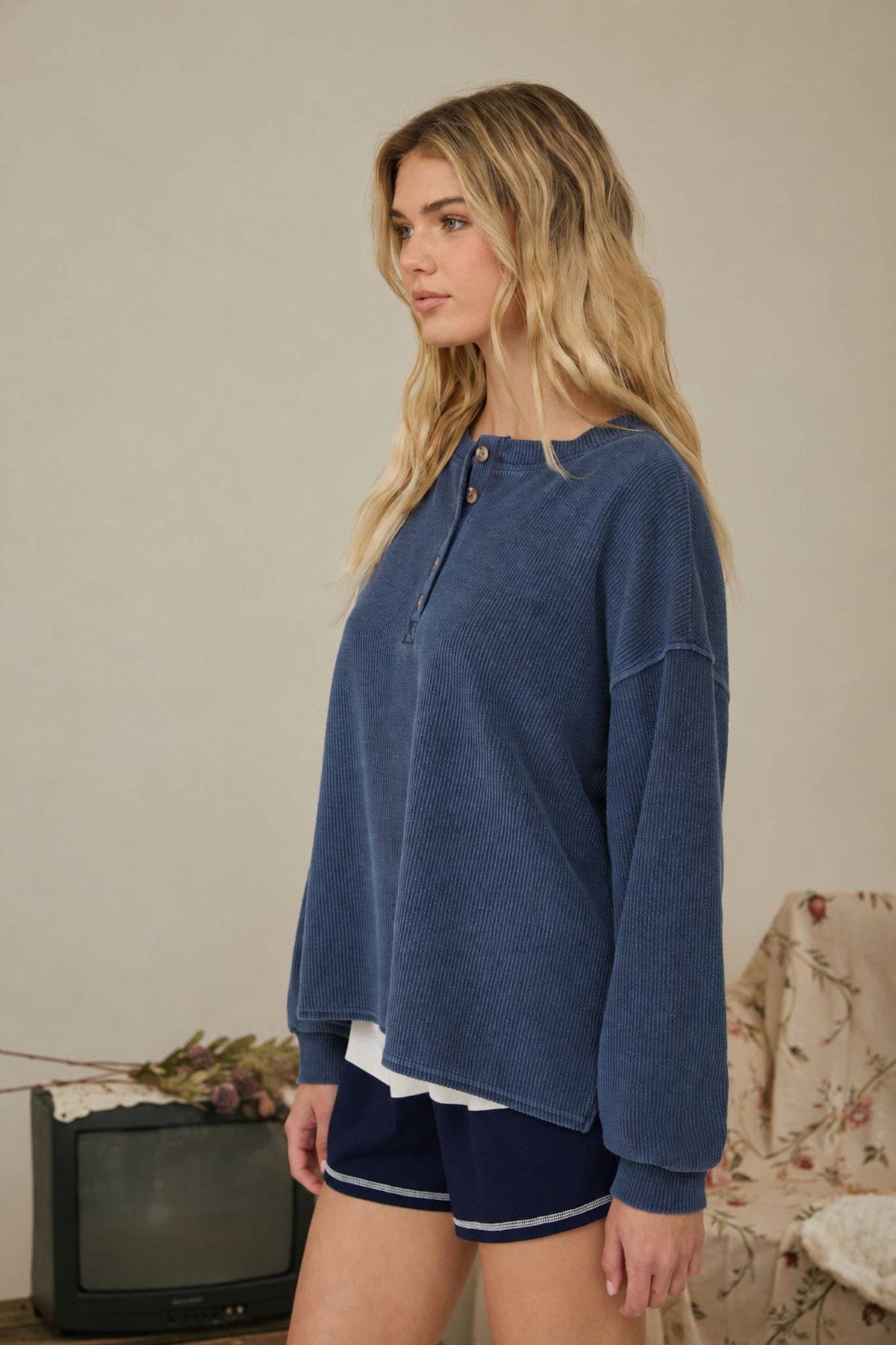 Take It Easy Henley Knit Top