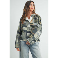 The Timberline Patchwork Fleece Pullover: Olive Multi