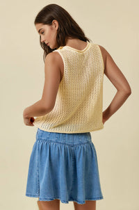 Briella Open Stitch Sweater Tank : Cream – Women’s Lightweight Knit Layering Top