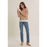 Apple Orchard Stripe Sweater: taupe/multi